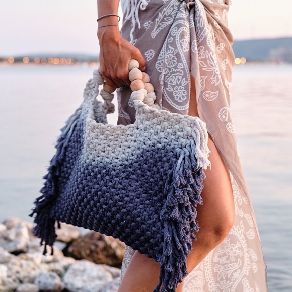 NEW Handmade Macrame Fringe Tote Bag - Picture 3 of 8